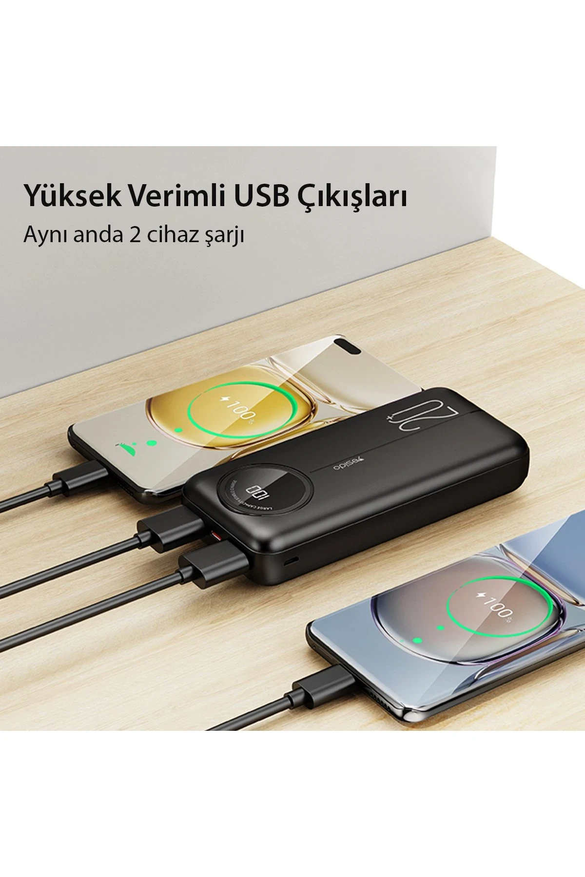 Yesido YP41 20.000 mAh Dijital Göstergeli USB3.0 PD Hızlı Şarj Powerbank