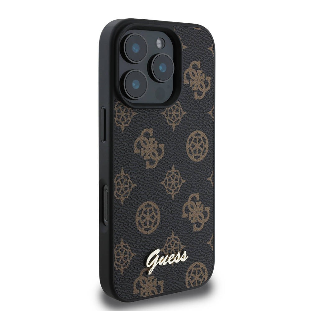 Apple iPhone 16 Pro Kılıf Guess Orjinal Lisanslı M-safe Şarj Özellikli Yazı Logolu Peony Kapak