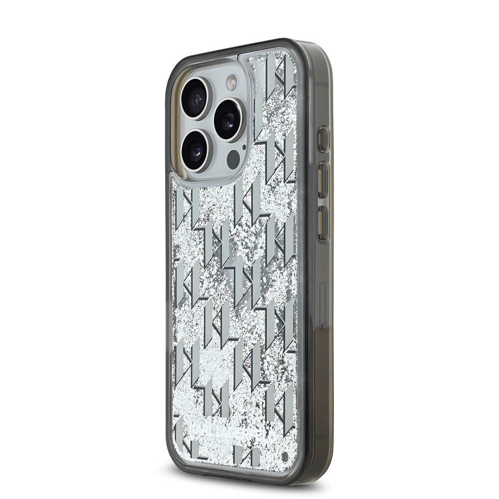 Apple iPhone 16 Pro Kılıf Karl Lagerfeld Orjinal Lisanslı Simli KL Yazılı Monogram Gradient Kapak