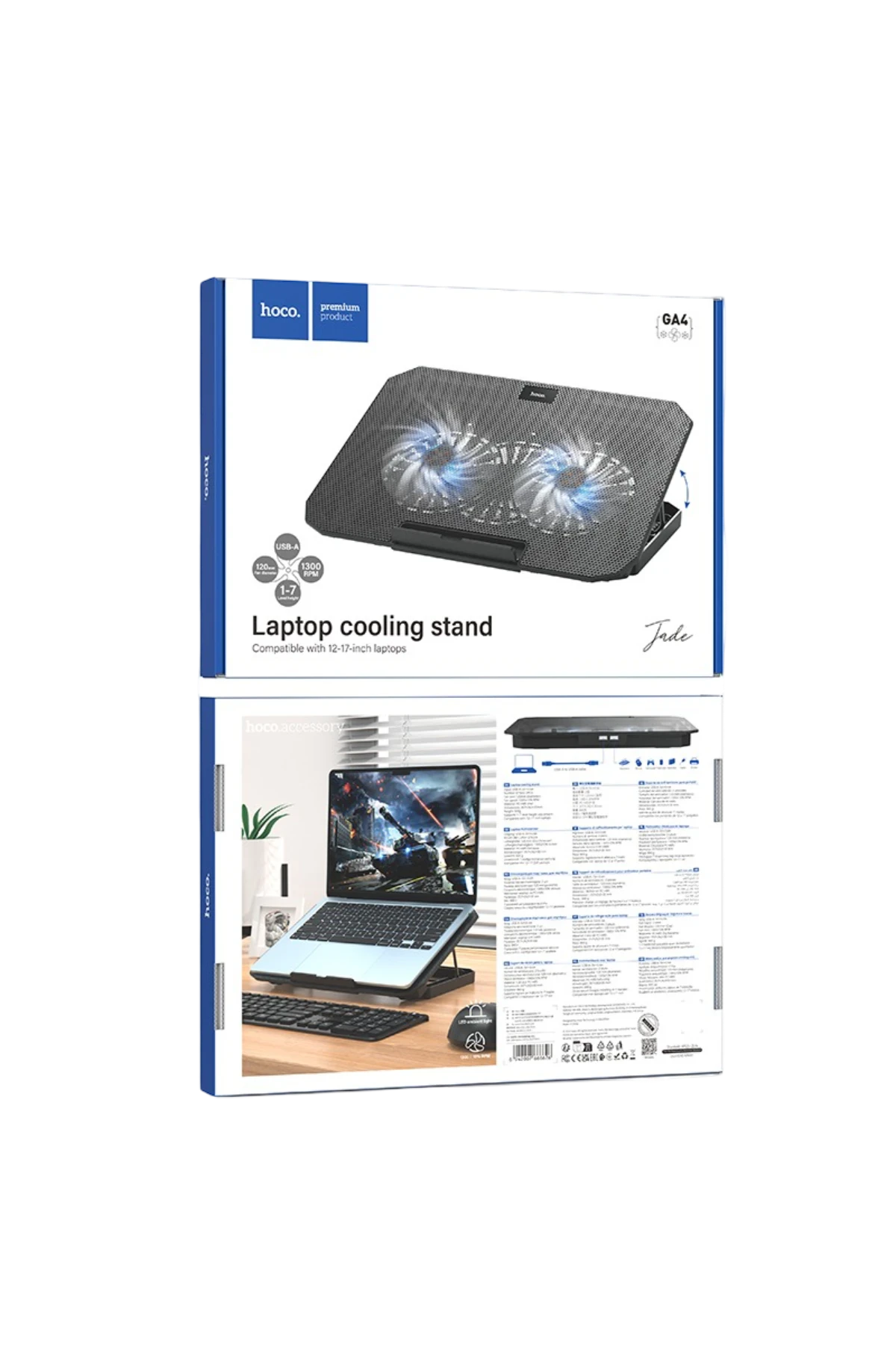 Hoco. GA4 Jade Çift Fanlı 1300 RPM Laptop Soğutucu Stant