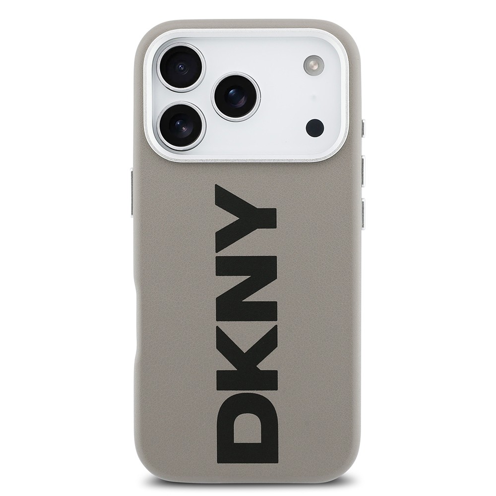 Apple iPhone 17 Pro Kılıf DKNY Orjinal Lisanslı M-safe Şarj Özellikli PU Büyük Dikey Logolu Kapak