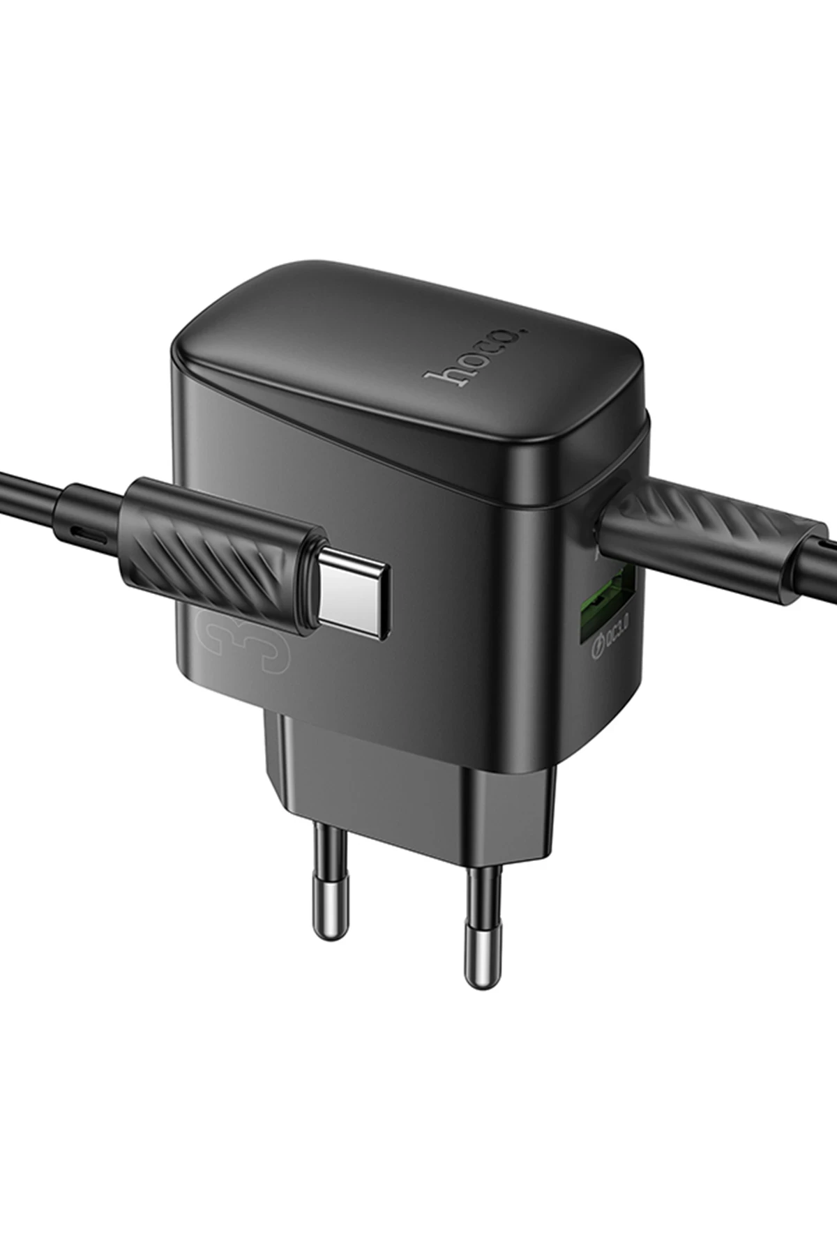 Hoco. CS61A Bright 30W 1 Adet Type-C ve 1 Adet USB 3.0 QC Çıkışlı Ekstra Type-C to Type-C Kablolu PD Hızlı Şarj Aleti