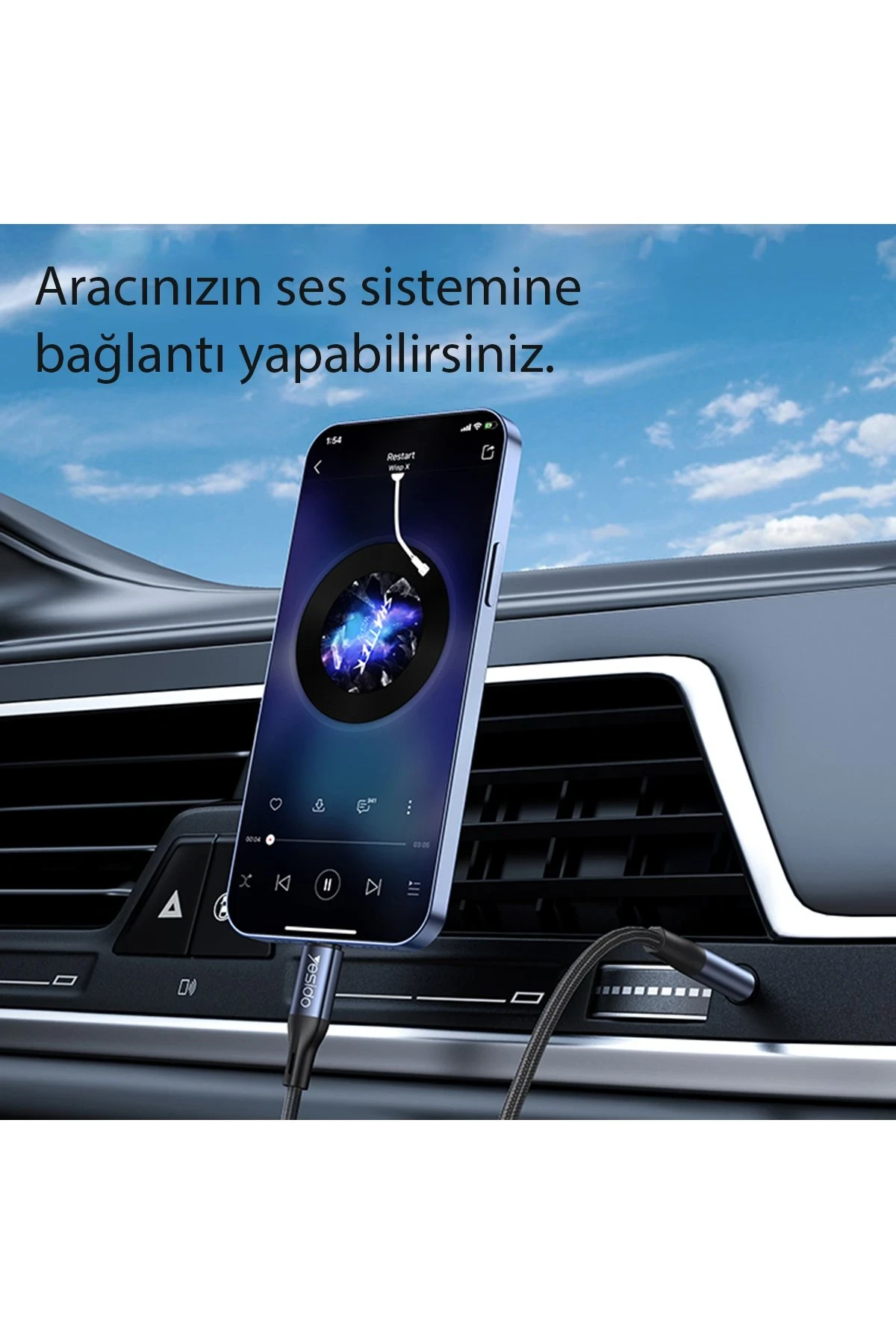 Yesido YAU35 Lightning to Aux Kablo 1M