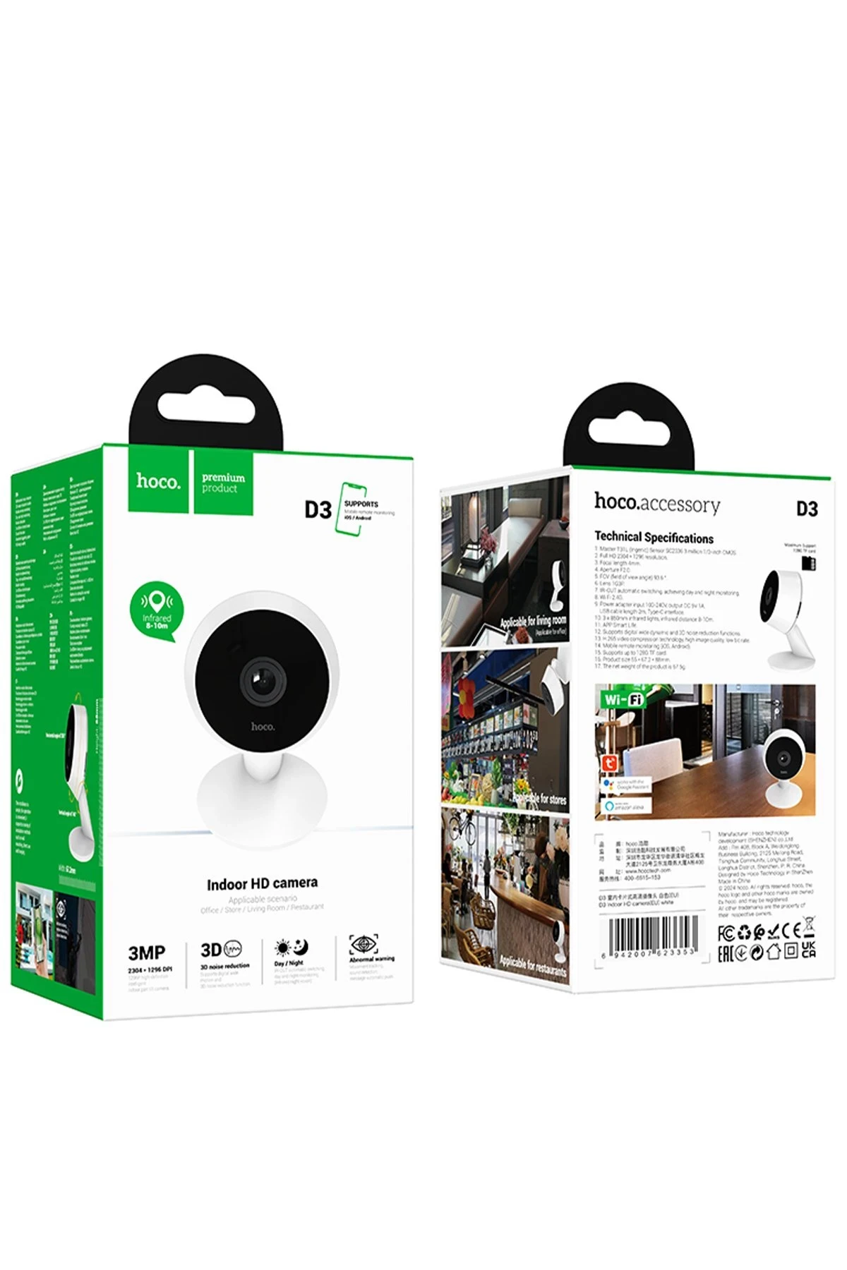Hoco. D3 1080P 3MP Wifi İç Mekan Kamera
