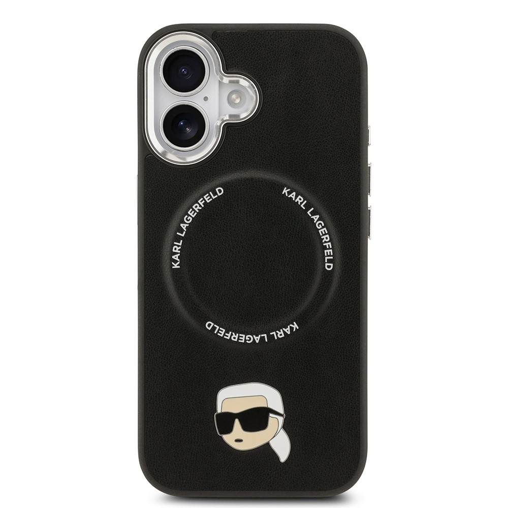 Apple iPhone 17 Kılıf Karl Lagerfeld Orjinal Lisanslı M-safe Şarj Özellikli Metal Kamera ve Buton Tasarımlı Karl PU Deri Kapak
