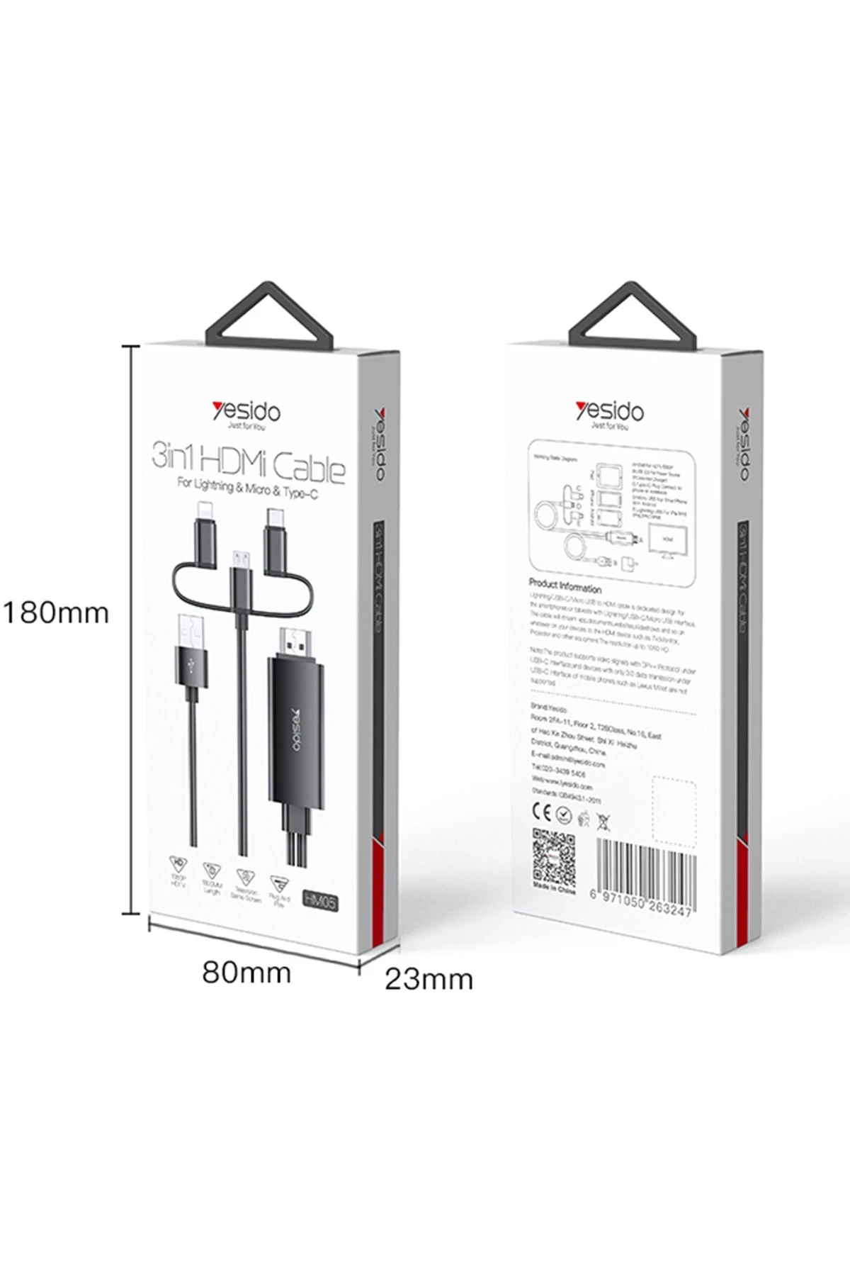 Yesido HM05 1.8m FHD 3in1 to HDMI Kablo