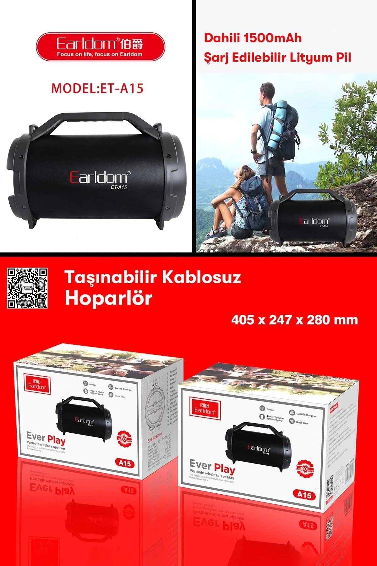 Earldom A15 Radyolu Bluetooth Kablosuz Hoparlör