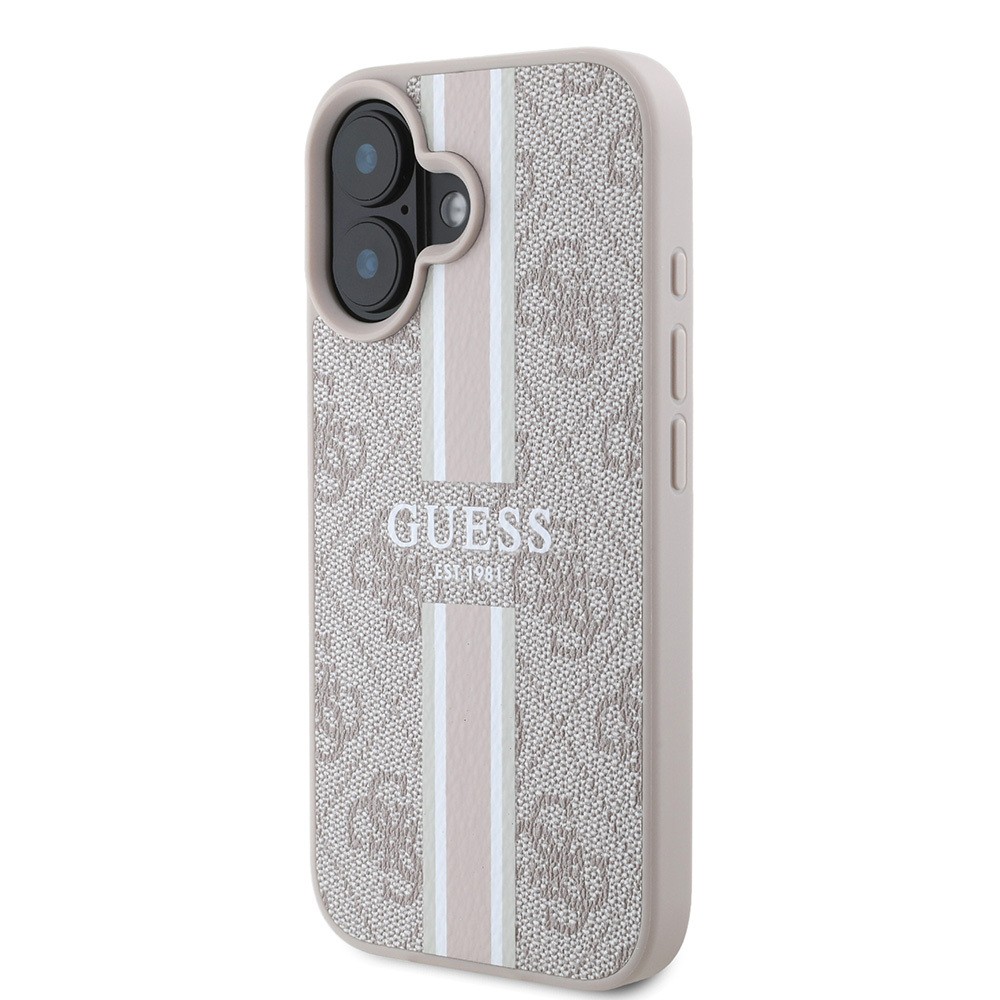 Apple iPhone 16 Kılıf Guess Orjinal Lisanslı M-safe Şarj Özellikli 4G Şerit Tasarımlı Printed Kapak