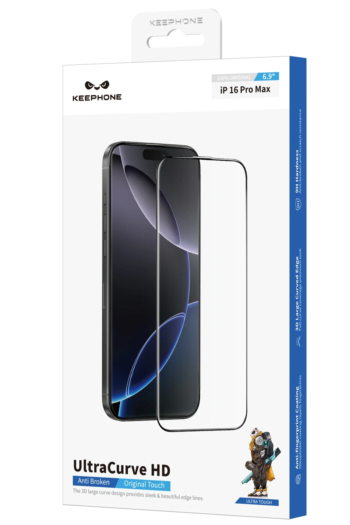 Keephone iPhone 16 Pro Max UltraCurve HD 3D Cam Ekran Koruyucu