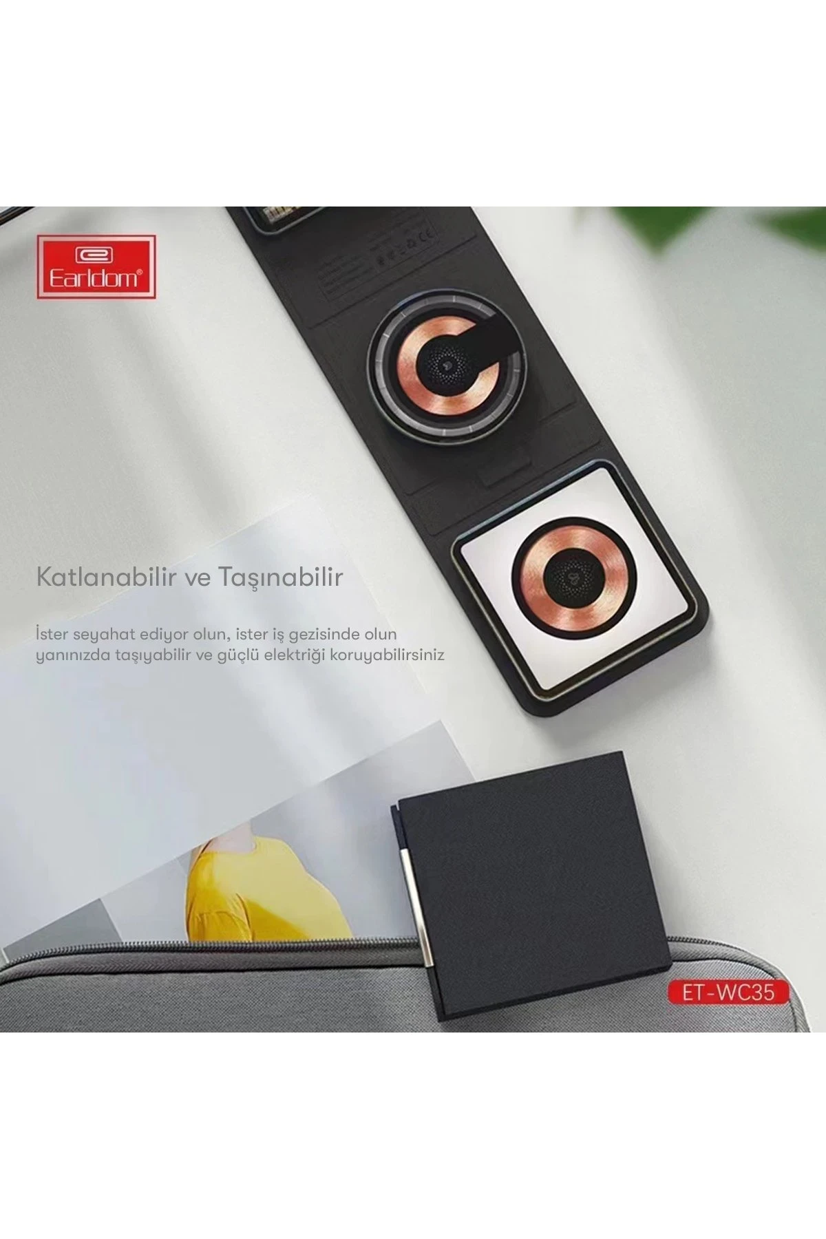 Earldom WC35 3in1 15W Magsafe Katlanabilir Masaüstü Kablosuz Şarj Standı