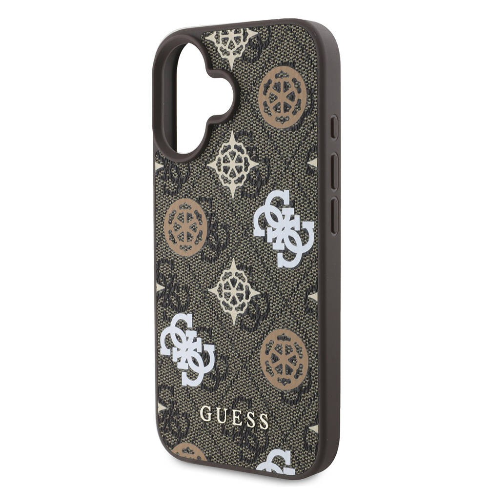 Apple iPhone 16 Kılıf Guess Orjinal Lisanslı M-safe Şarj Özellikli 4G Desenli Yazı Logolu Peony Kapak