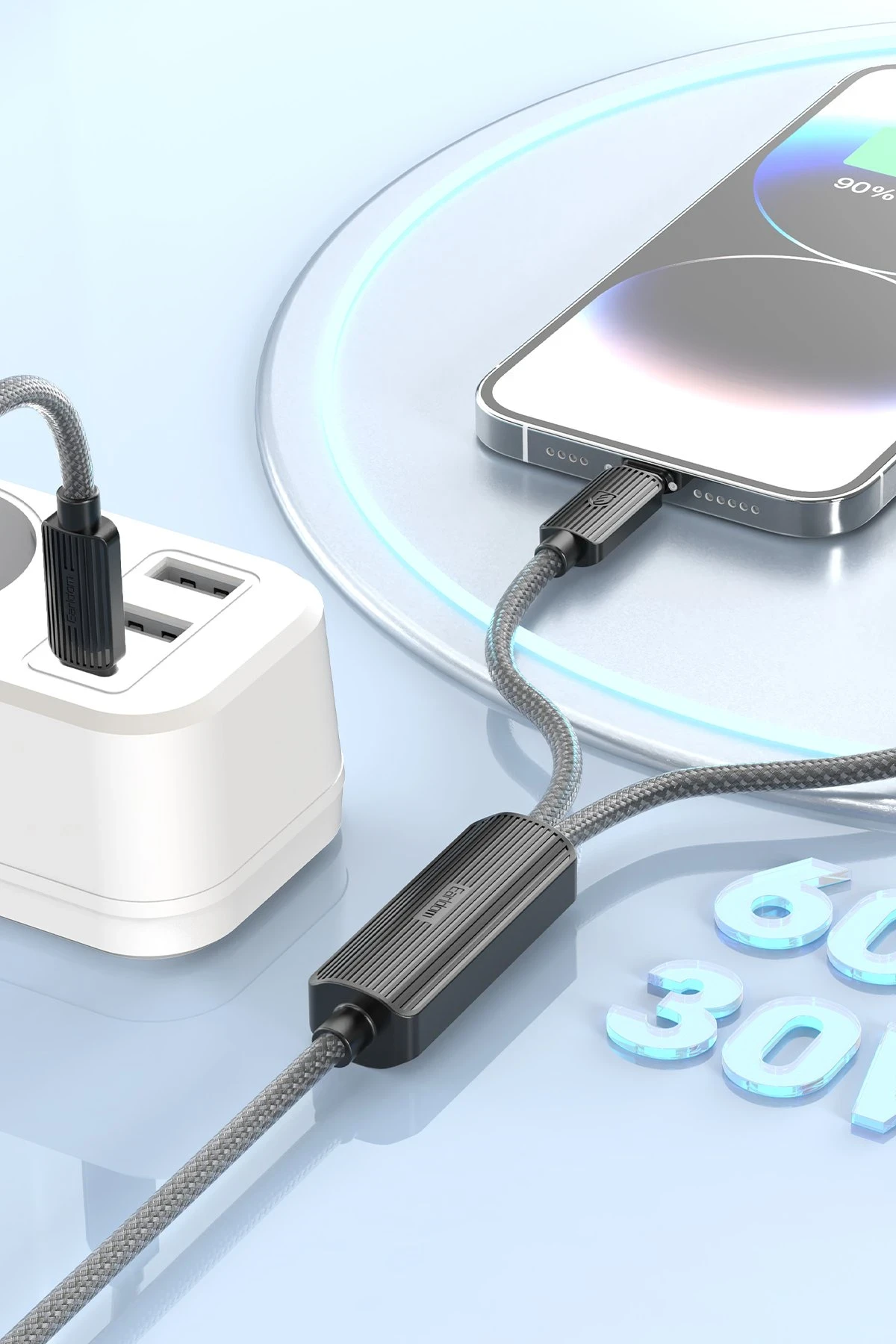 Earldom EC-IC01 1.2M Type-C to Type-C 60W ve Lightning 30W Çift Çıkışlı 2in1 PD Hızlı Şarj Kablosu