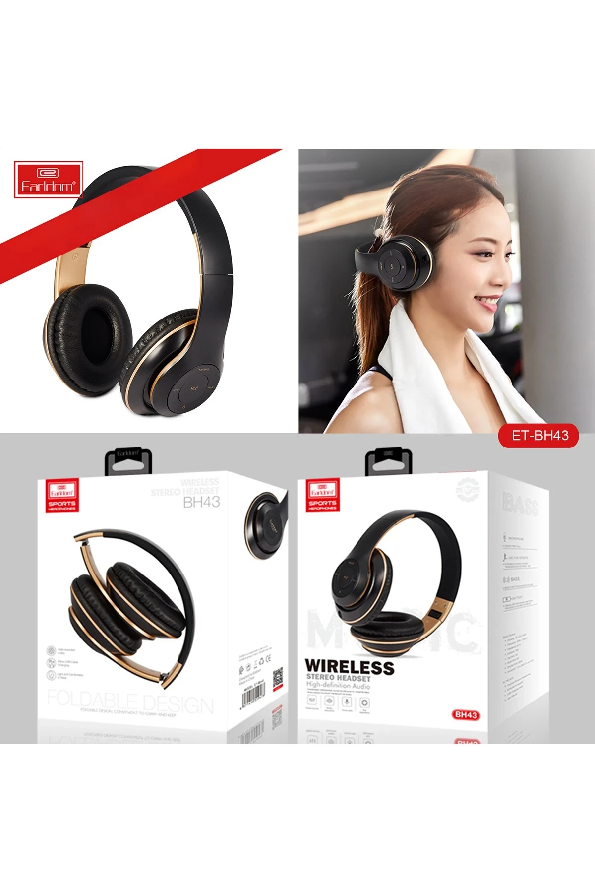 Earldom BH43 Katlanabilir Kafaüstü Bluetooth Kulaklık