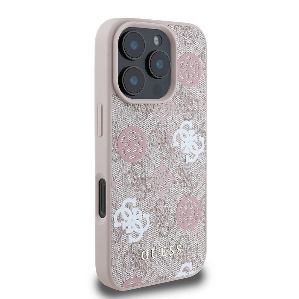 Apple iPhone 16 Pro Kılıf Guess Orjinal Lisanslı M-safe Şarj Özellikli 4G Desenli Yazı Logolu Peony Kapak