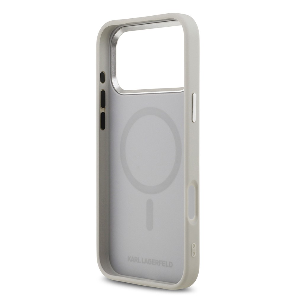 Apple iPhone 17 Pro Kılıf Karl Lagerfeld Orjinal Lisanslı M-safe Şarj Özellikli Metal Kamera ve Buton Tasarımlı K&C PU Deri Kapak