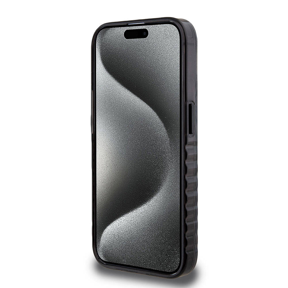 Apple iPhone 15 Pro Max Kılıf Ferrari Orjinal Lisanslı M-safe Şarj Özellikli Tırtıklı Kenar Tasarımlı Ortalanmış Logo Kapak