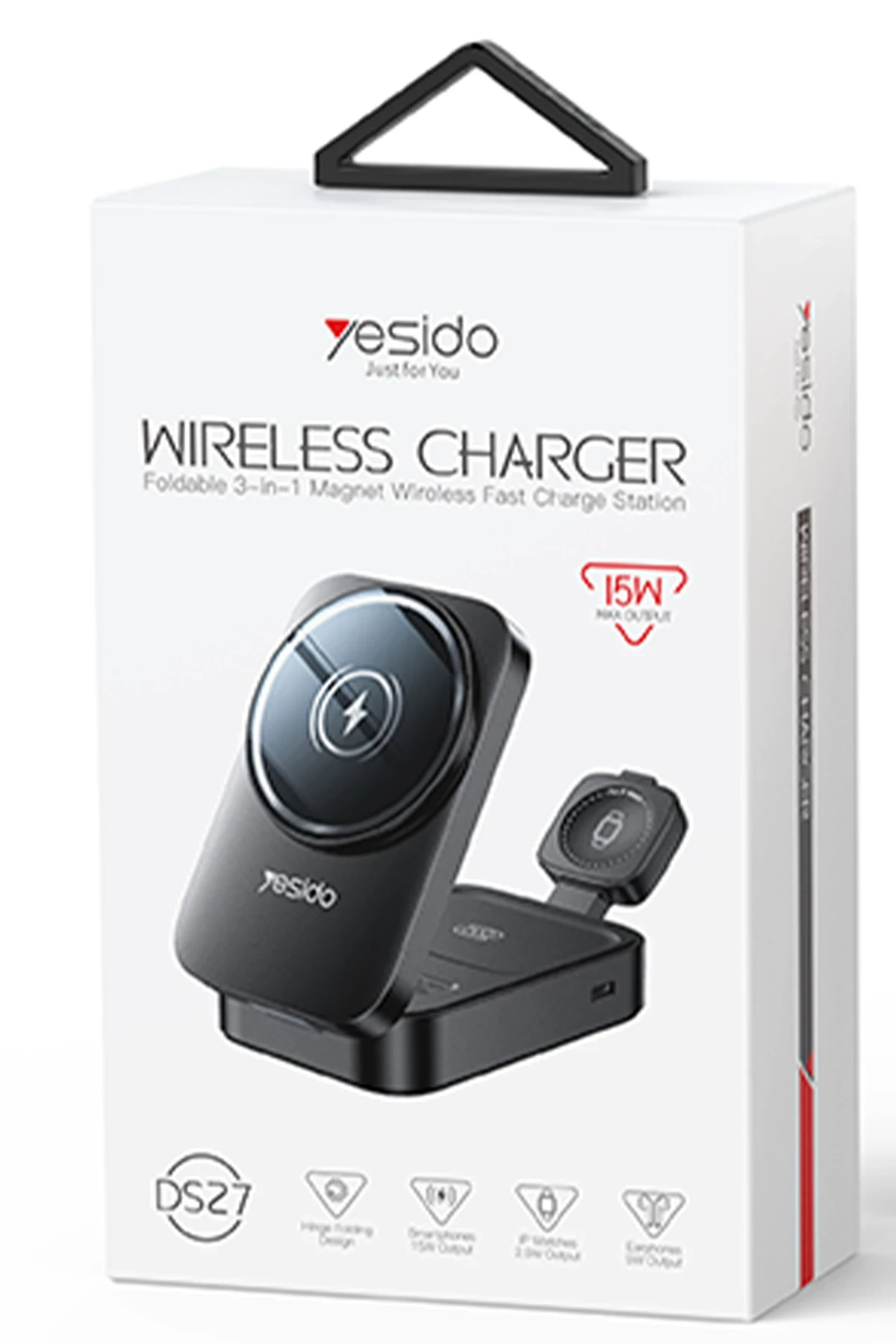 Yesido DS27 3in1 Katlanabilir 15W Kablosuz Şarj Destekli Masaüstü Kablosuz Şarj Standı