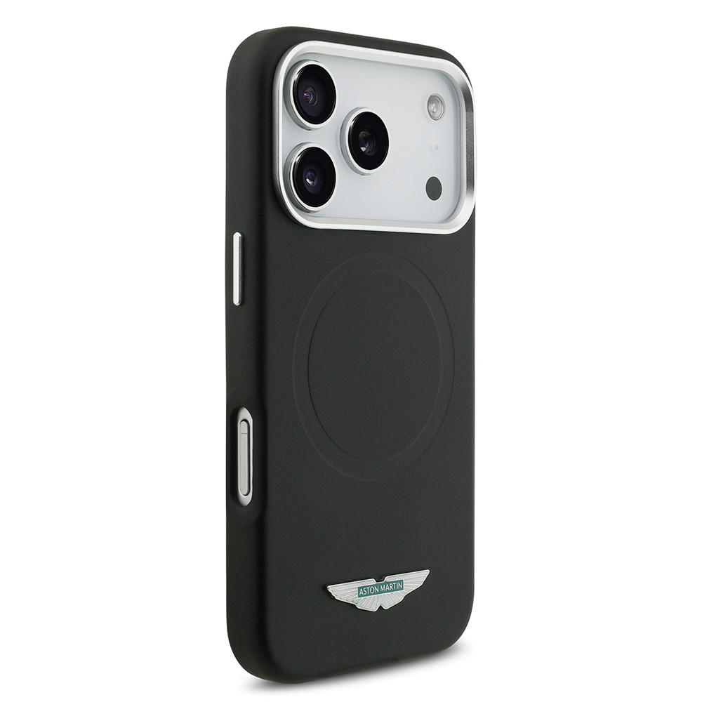 Apple iPhone 17 Pro Kılıf Aston Martin Orjinal Lisanslı M-safe Şarj Özellikli Metal Logolu PU Deri Kapak
