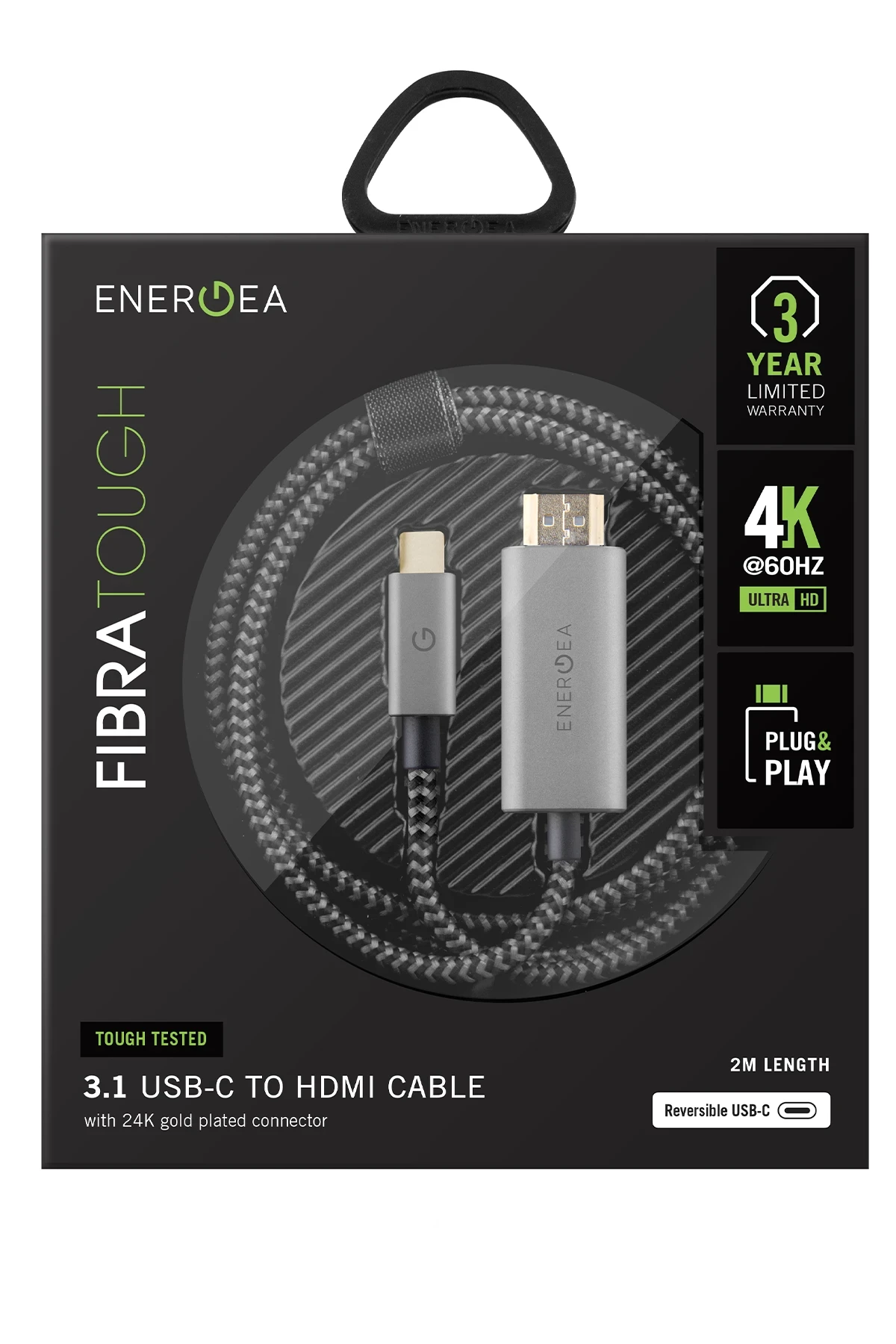 Energea FibraTough 2M 4K 60 Hz Type-C to HDMI Kablo
