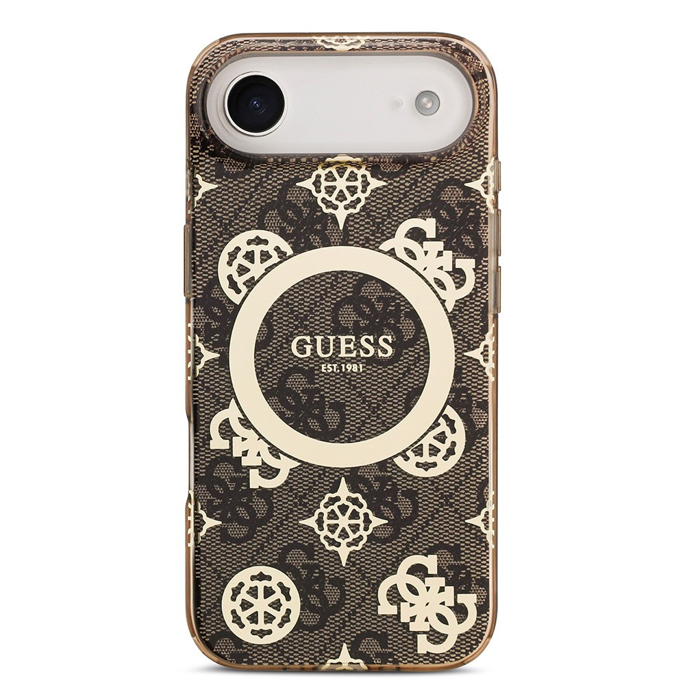 Apple iPhone 17 Air Kılıf Guess Orjinal Lisanslı M-safe Şarj Özellikli IML Peony ve 4G Desenli Klasik Logolu Kapak