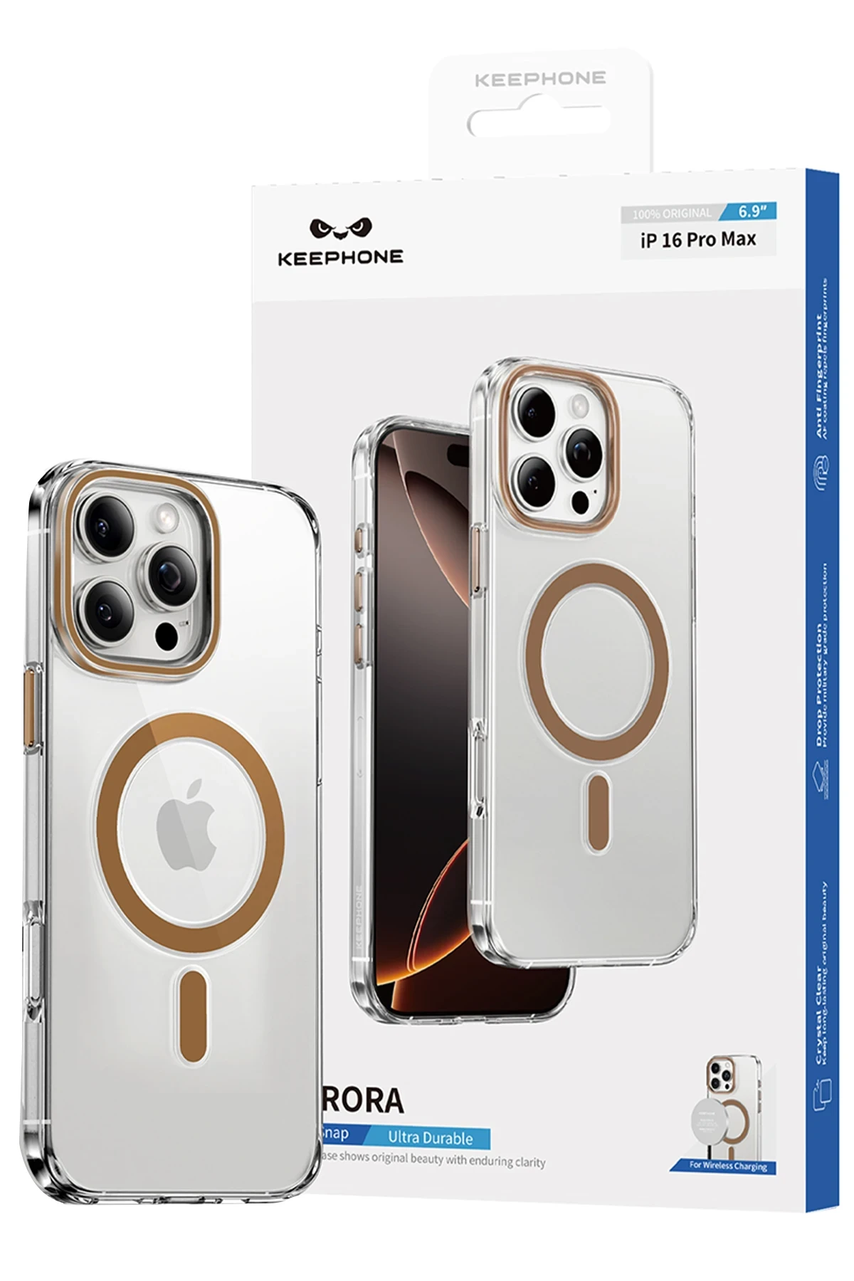 Keephone iPhone 16 Pro Max Aurora Şeffaf Magsafe Kılıf - Siyah Titanyum