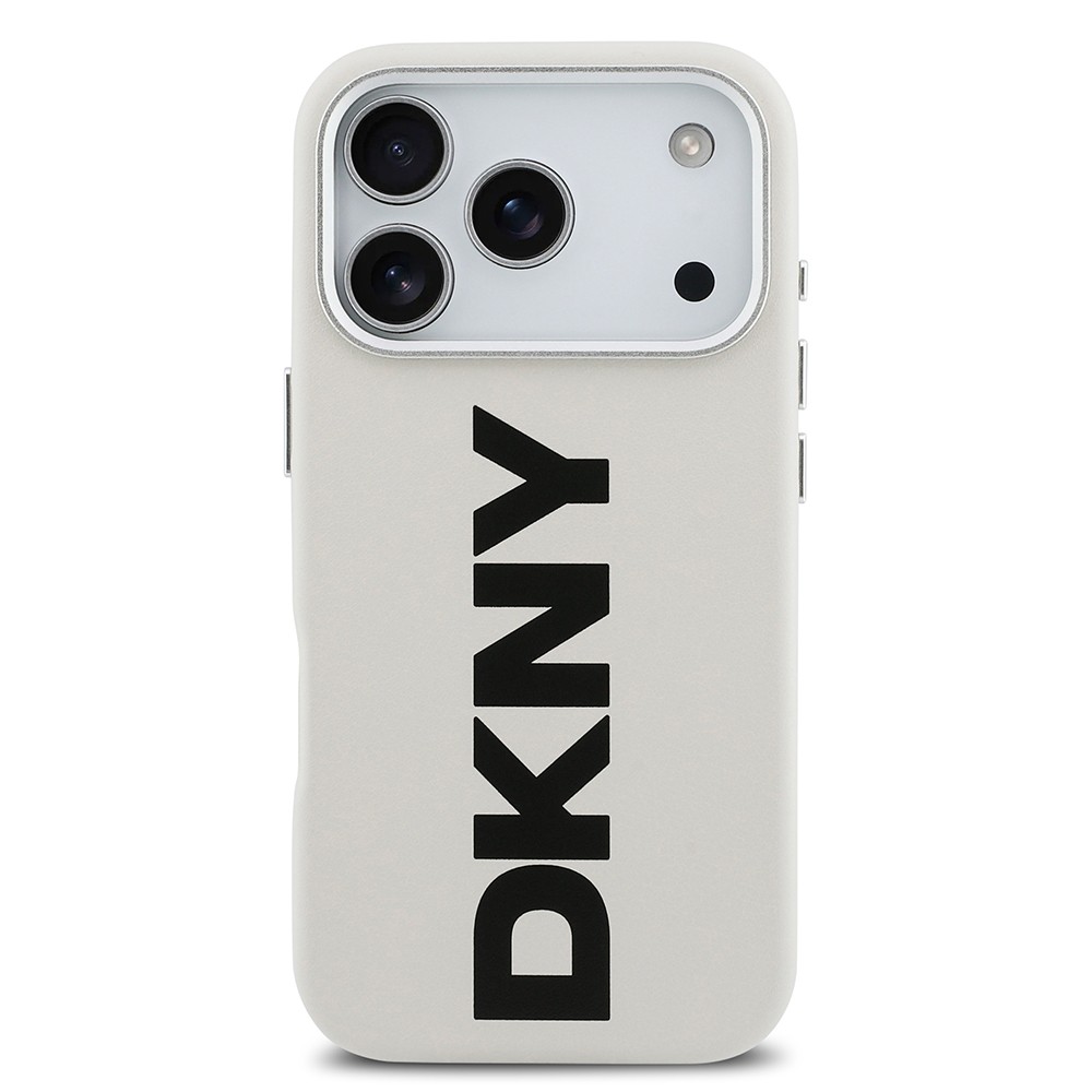 Apple iPhone 17 Pro Kılıf DKNY Orjinal Lisanslı M-safe Şarj Özellikli PU Büyük Dikey Logolu Kapak