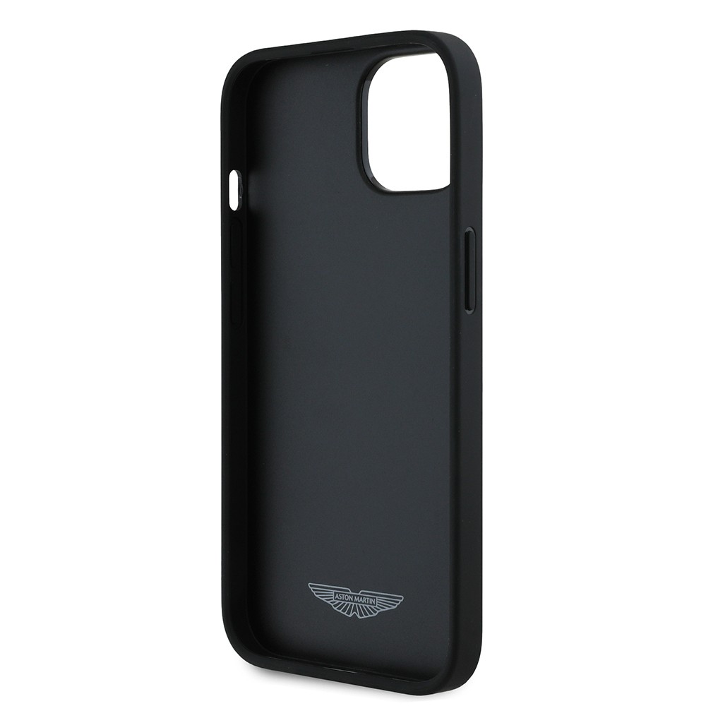 Apple iPhone 15 Kılıf Aston Martin Orjinal Lisanslı Victory Dizayn PU Deri Metal Logolu Kapak