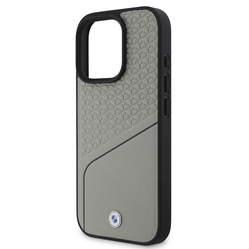 Apple iPhone 16 Pro Max Kılıf BMW Orjinal Lisanslı M-safe Şarj Özellikli Metal Logolu Dokulu ve Çizgili Deri Kapak