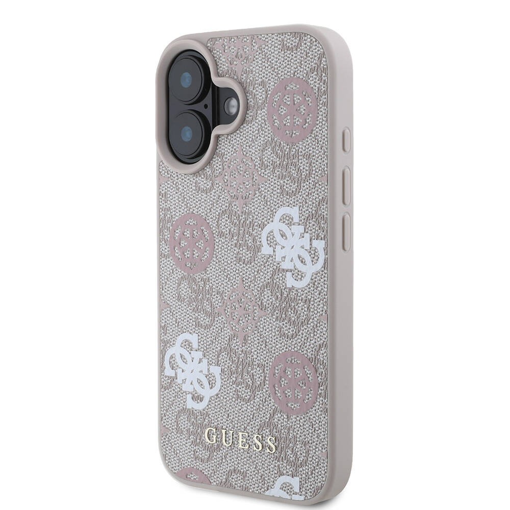 Apple iPhone 16 Kılıf Guess Orjinal Lisanslı M-safe Şarj Özellikli 4G Desenli Yazı Logolu Peony Kapak