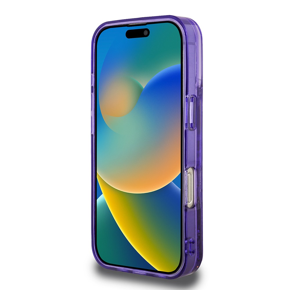 Apple iPhone 16 Pro Kılıf Guess Orjinal Lisanslı Transparan Sıvılı Simli Altın Çizgili Kapak
