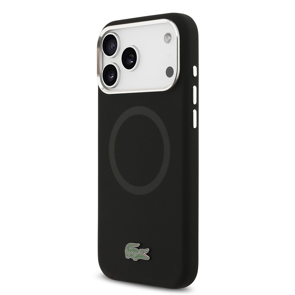 Apple iPhone 17 Pro Max Kılıf Lacoste Orjinal Lisanslı M-safe Şarj Özellikli İkonik Logolu Metal Kamera Çerçeveli Silikon Kapak
