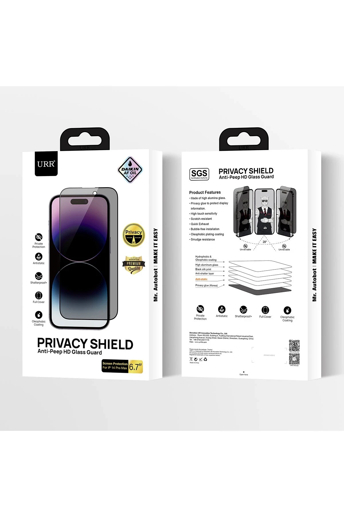 URR iPhone 14 Pro HD Privacy Cam Ekran Koruyucu