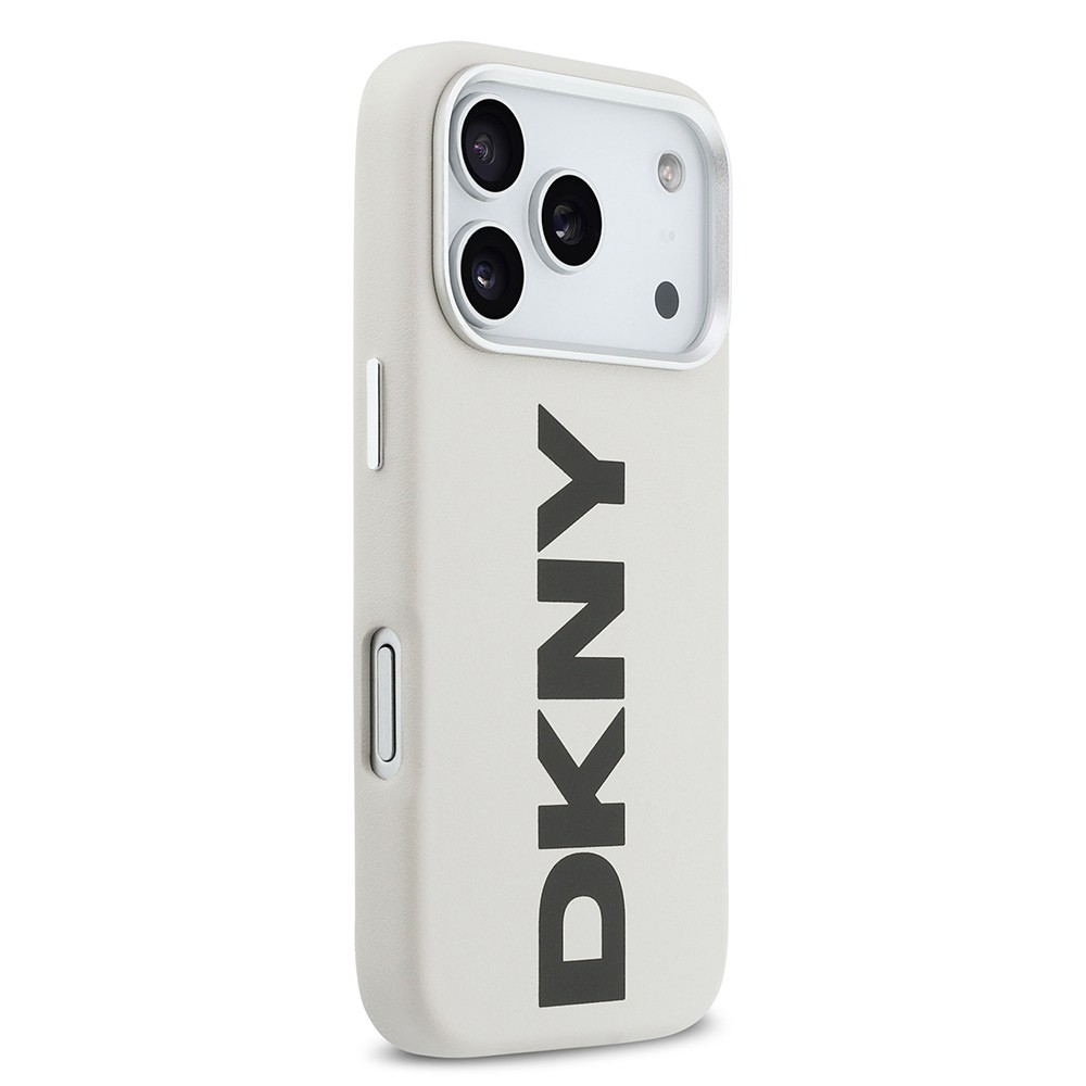 Apple iPhone 17 Pro Kılıf DKNY Orjinal Lisanslı M-safe Şarj Özellikli PU Büyük Dikey Logolu Kapak
