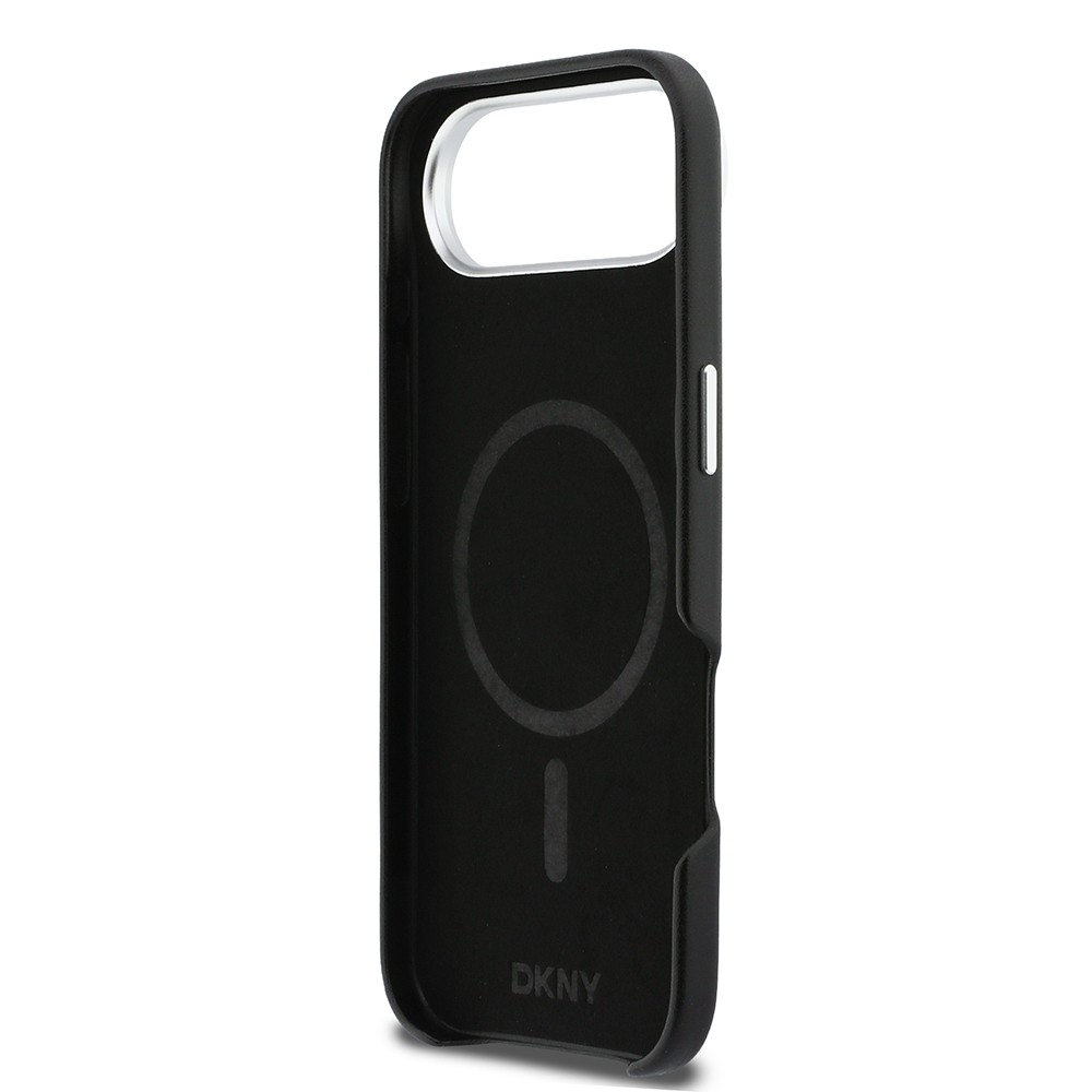 Apple iPhone 17 Air Kılıf DKNY Orjinal Lisanslı M-safe Şarj Özellikli PU Büyük Dikey Logolu Kapak