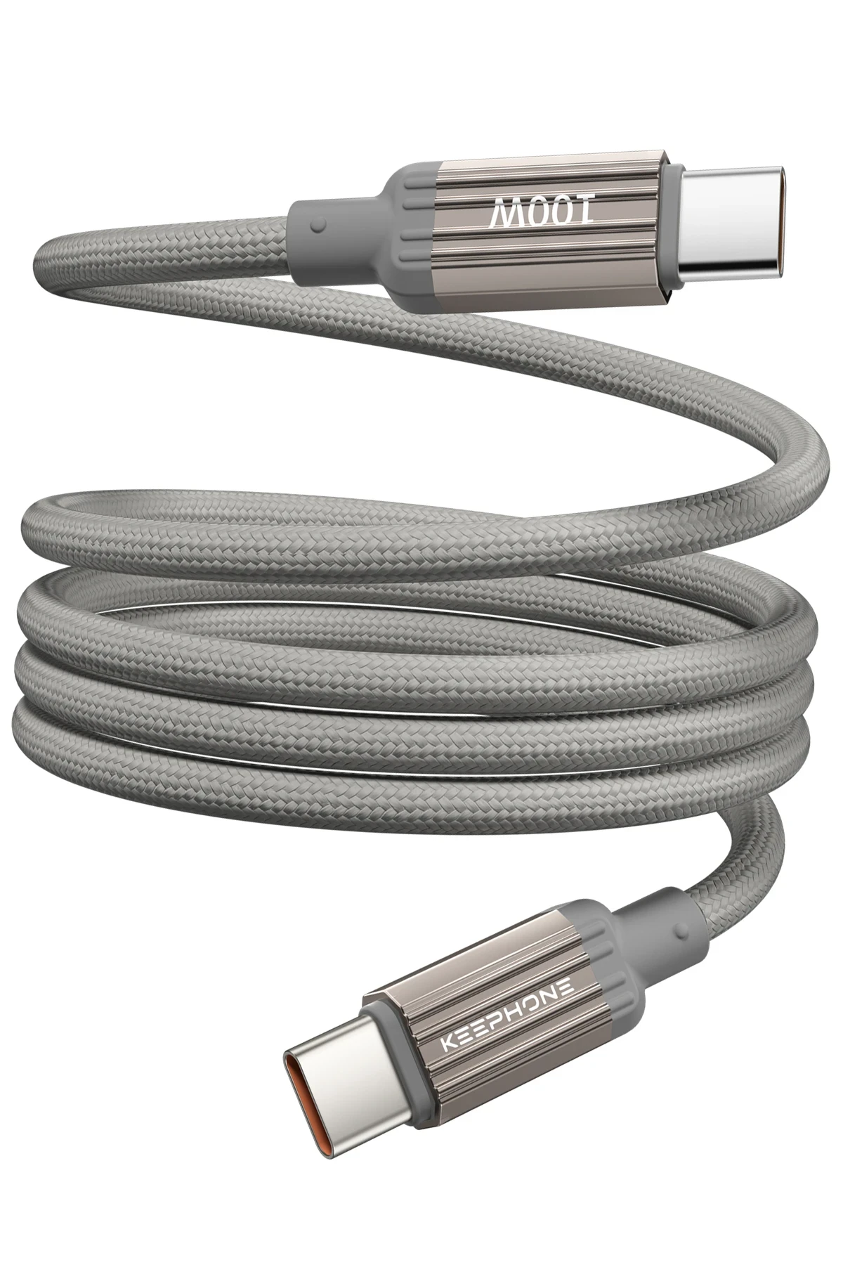 Keephone Magcoil 1M 100W Örgülü Type-C to Type-C Mıknatıslı PD Hızlı Şarj Data Kablosu