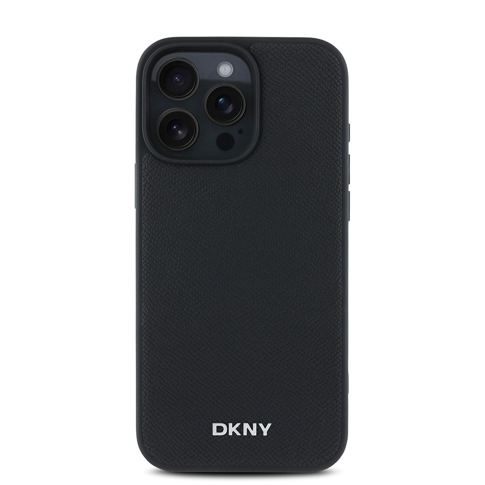 Apple iPhone 16 Pro Max Kılıf DKNY Orjinal Lisanslı M-safe Şarj Özellikli Metal Logolu PU Deri Grained Kapak