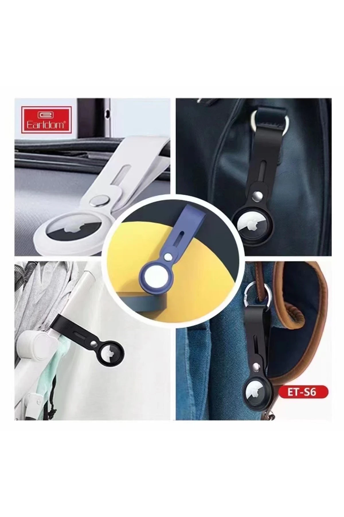Earldom S6 Kopçalı Silikon Airtag Kılıfı