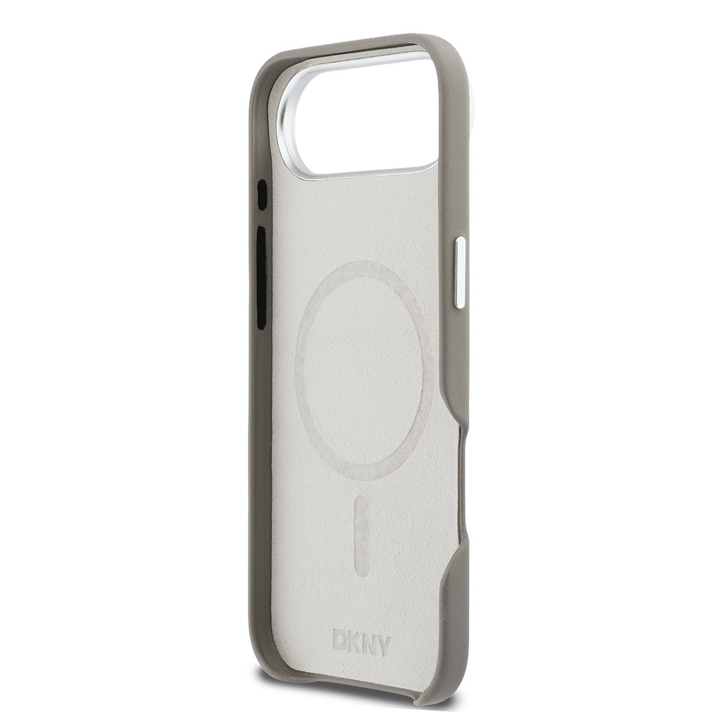 Apple iPhone 17 Air Kılıf DKNY Orjinal Lisanslı M-safe Şarj Özellikli PU Büyük Dikey Logolu Kapak