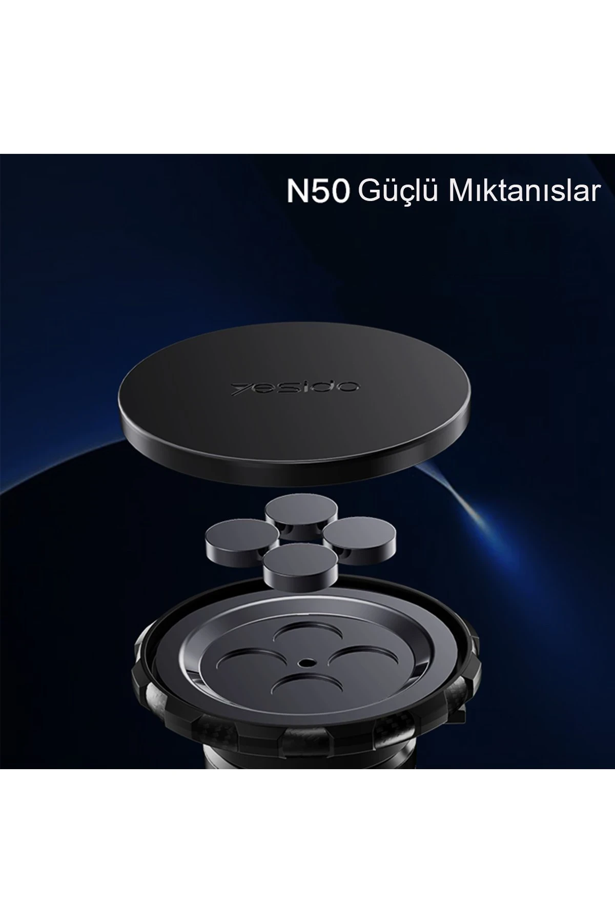 Yesido C153 2in1 Izgara Klipsli ve Yapışkanlı 360 Derece Ayarlanabilir Manyetik Magsafe Araç Tutucu