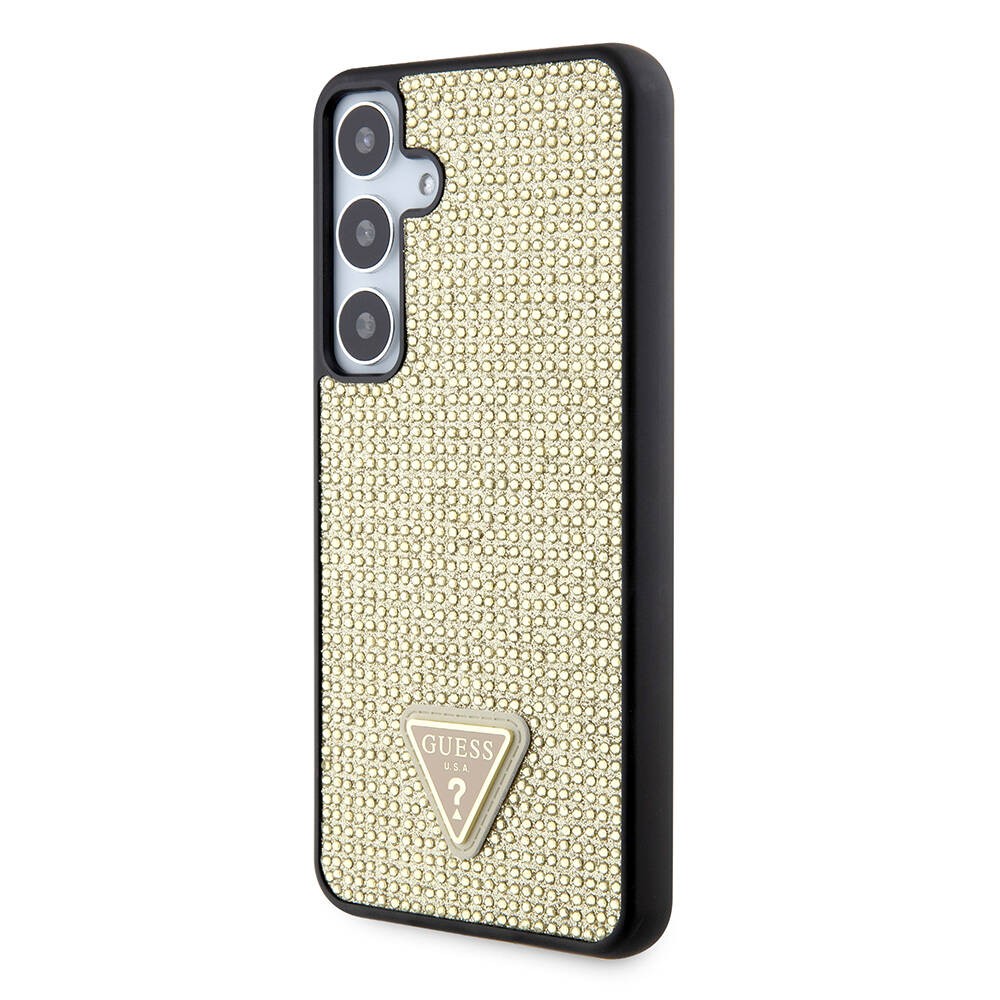 Galaxy S24 Kılıf Guess Orjinal Lisanslı Taşlı Arka Yüzey Üçgen Logolu Kapak
