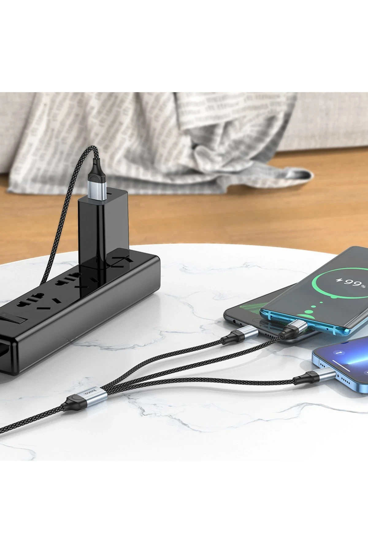 Hoco. X102 Fresh 1M 2.4A 3in1 USB to Type-C / Lightning ve Micro Çıkışlı Hızlı Şarj Data Kablosu