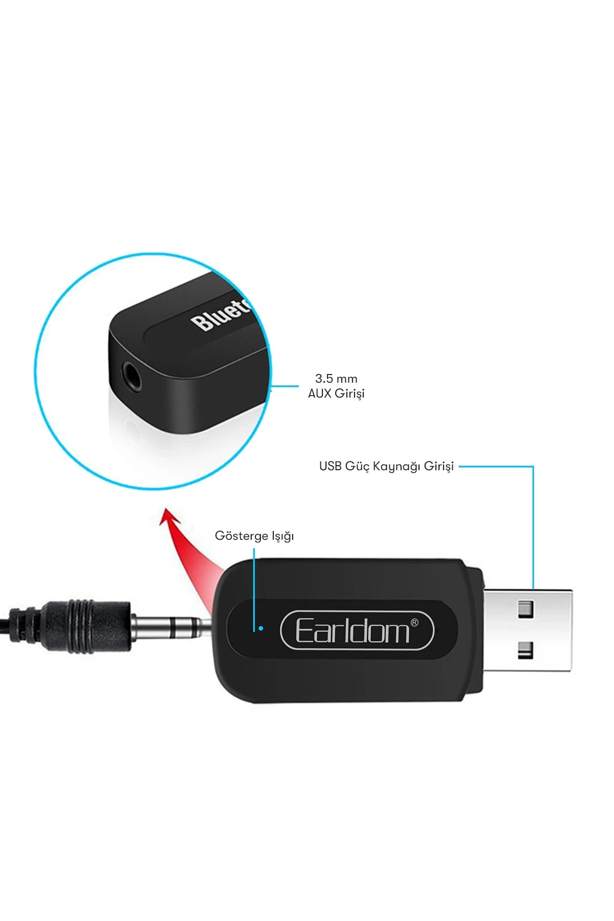 Earldom M22 Bluetooth 5.0 Usb Aux Dönüştürücü