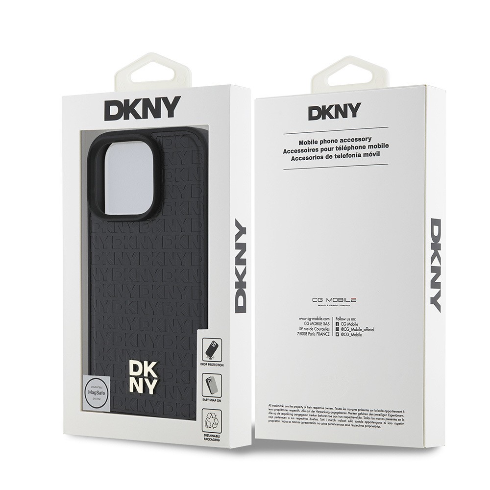 Apple iPhone 16 Pro Kılıf DKNY Orjinal Lisanslı M-safe Şarj Özellikli 3D Yazılı Repeat Pattern Kapak