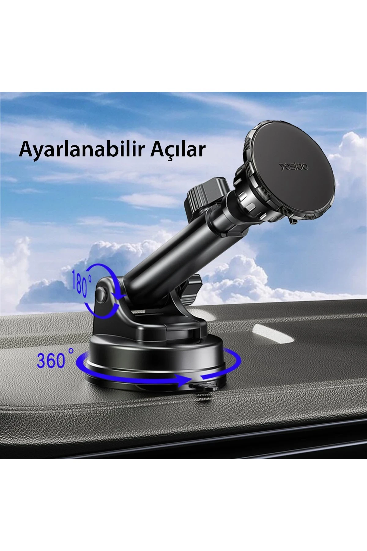 Yesido C160 360 Derece Ayarlanabilir Vantuzlu Manyetik Magsafe Araç Tutucu