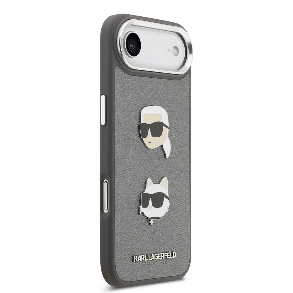 Apple iPhone 17 Air Kılıf Karl Lagerfeld Orjinal Lisanslı Metal Logolu K&C Heads Pin Kapak