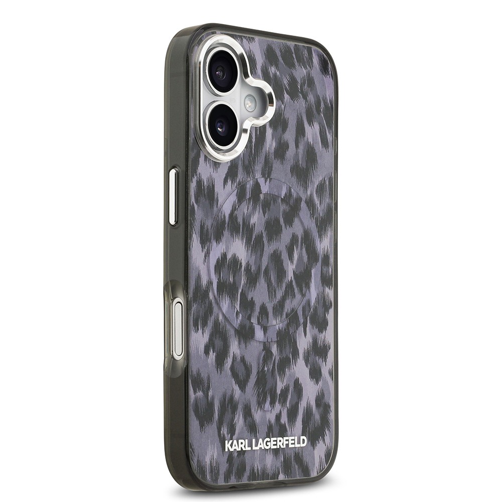 Apple iPhone 17 Kılıf Karl Lagerfeld Orjinal Lisanslı M-safe Şarj Özellikli IML Leopar Baskılı Kapak