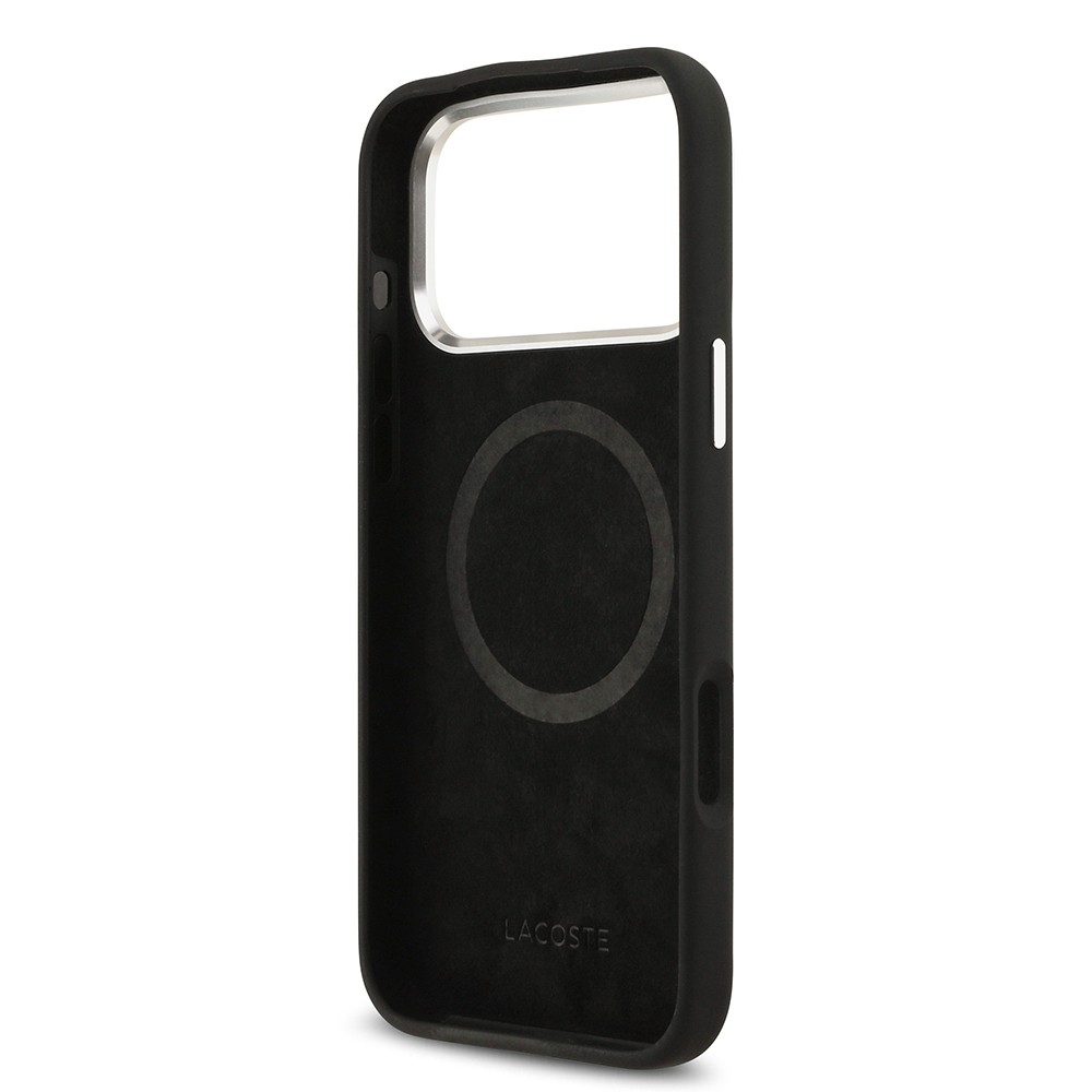 Apple iPhone 17 Pro Max Kılıf Lacoste Orjinal Lisanslı M-safe Şarj Özellikli İkonik Logolu Metal Kamera Çerçeveli Silikon Kapak