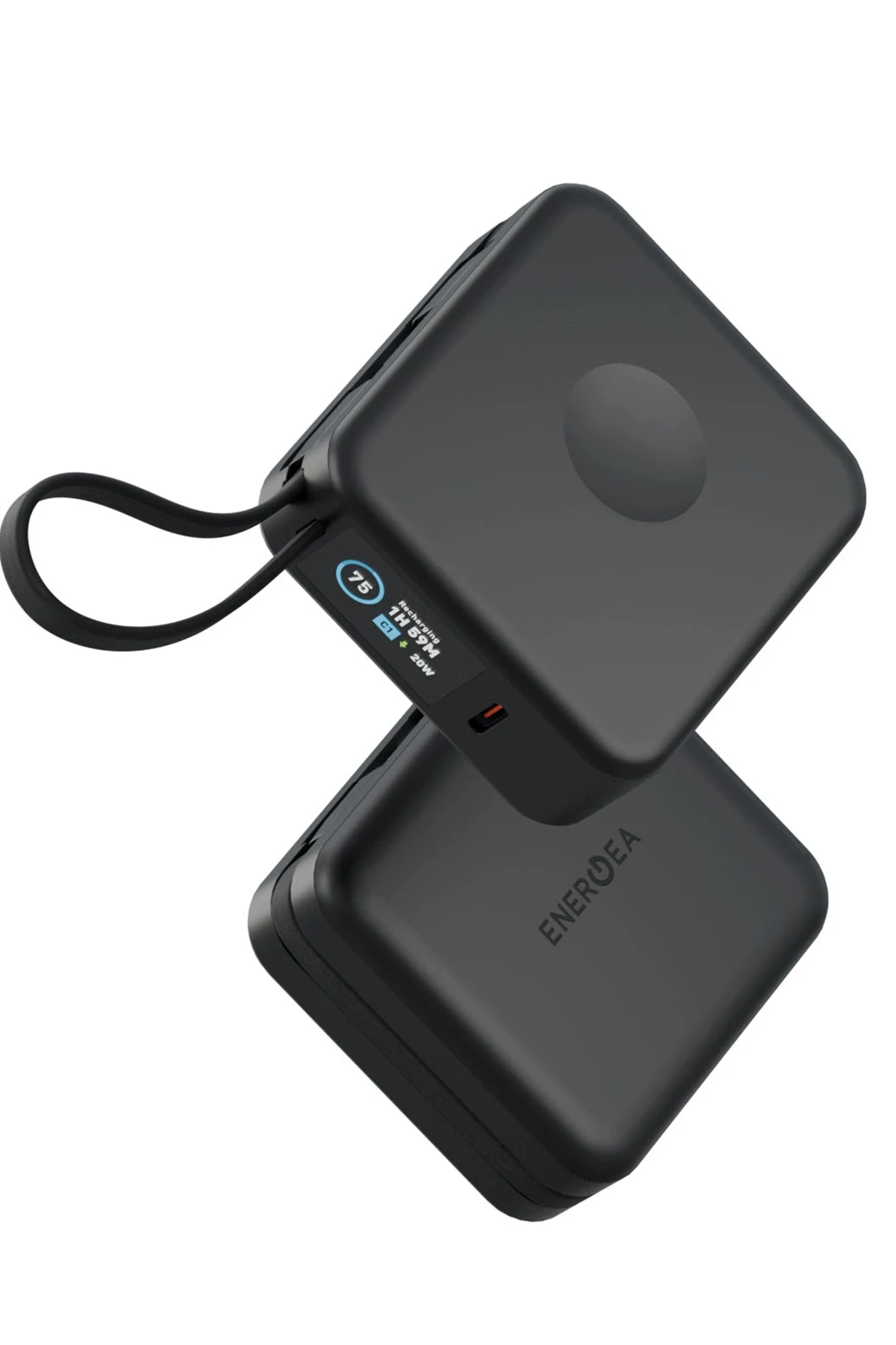 Energea MagPac Mini Plus Dijital Göstergeli 10.000 mAh 2 Adet 20W Type-C Kablolu 1 Adet 20W Type-C ve 15W Kablosuz Şarj Çıkışlı PD Hızlı Şarj Magsafe Powerbank