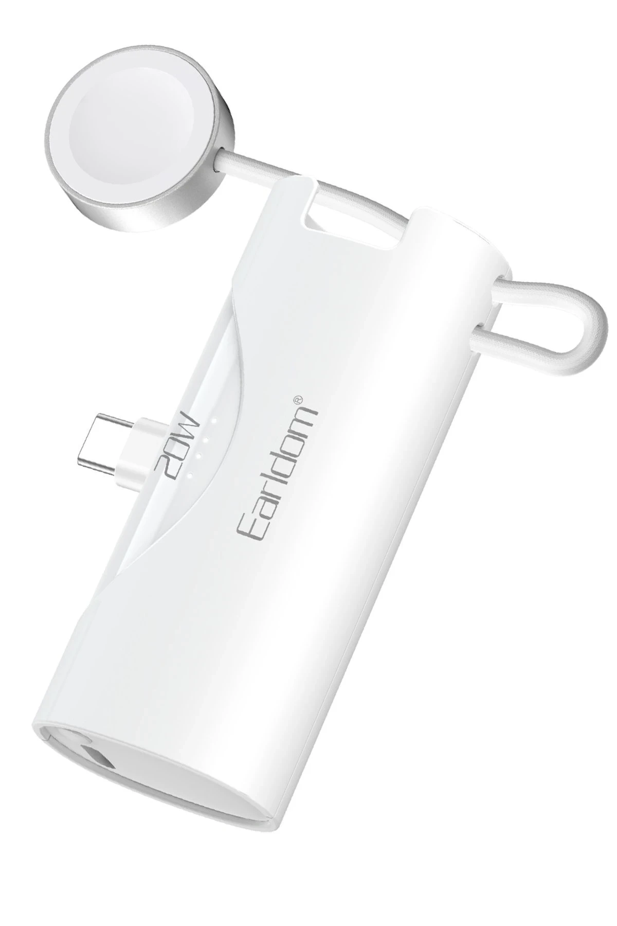 Earldom PD46 5.000 mAh 20W Dahili Type-C Çıkışlı Ekstra Dahili 2.5W Saat Şarj Kablolu PD Hızlı Şarj Mini Powerbank