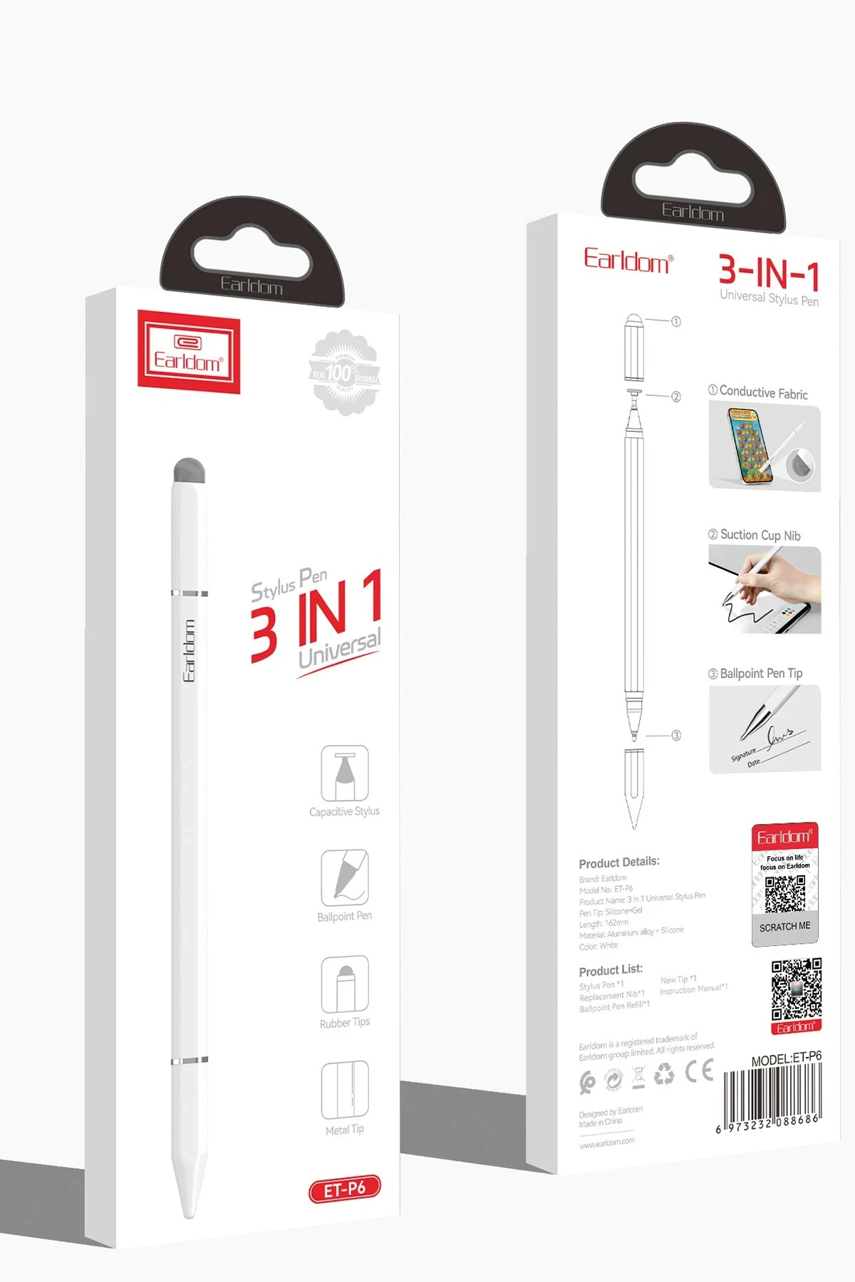 Earldom P6 3in1 Universal Dokunmatik Stylus Kalem
